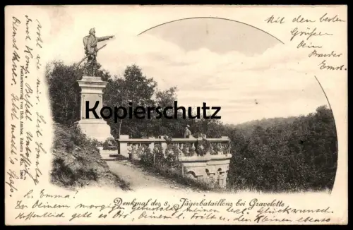 ALTE POSTKARTE DENKMAL DES 8. JÄGERBATAILLONS BEI GRAVELOTTE monument postcard Ansichtskarte cpa AK