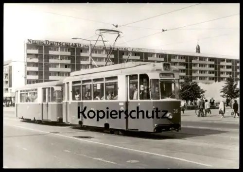 ÄLTERE POSTKARTE FRANKFURT ODER STRASSENBAHN 2 WESTKREUZ NEUES DEUTSCHLAND ZENTRALKOMITEE SED tram tramway cpa postcard
