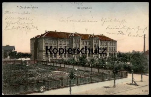 ALTE POSTKARTE OSCHERSLEBEN BÜRGERSCHULE SCHULE school école postcard Ansichtskarte cpa AK