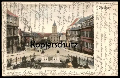 ALTE PASSEPARTOUT POSTKARTE GOTHA MARKTPLATZ 1902 Ansichtskarte cpa postcard AK