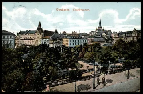 ALTE POSTKARTE WIESBADEN KOCHBRUNNEN PANORAMA AK cpa postcard Ansichtskarte