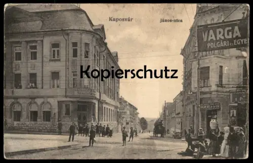 ALTE POSTKARTE KAPOSVAR JANOS-UTCA VARGA POLGARI UNCAR BELA ES EDE Hungary Ungarn Magyarorszag Magyar postcard cpa AK