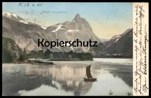 ALTE POSTKARTE NORGE ROMSDALSHORN boat Boot Norwegen norway Norvege See lake cpa AK Ansichtskarte postcard
