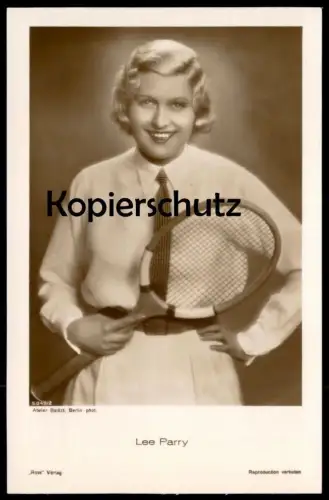ALTE POSTKARTE LEE PARRY FILM-SCHAUSPIELERIN TENNIS RACKET Tennisschläger Actress actor Verlag Ross Atelier Balazs cpa