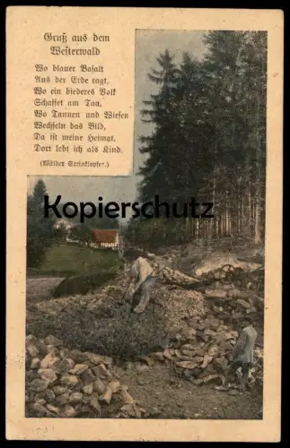 ALTE POSTKARTE GRUSS AUS DEM WESTERWALD WÄLDER STEINKLOPFER WEYERBUSCH Steineklopfer Stempel Höchstenbach Ansichtskarte