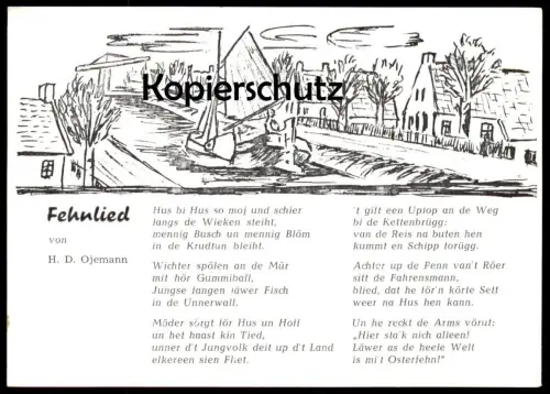 ÄLTERE KÜNSTLER POSTKARTE FEHNLANDSCHAFT FEHNLIED OJEMANN SIGN. F. KÖRTE OSTRHAUDERFEHN Ostfriesland Ansichtskarte AK