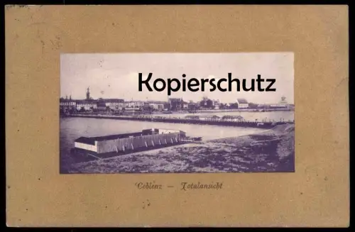 ALTE PASSEPARTOUT POSTKARTE COBLENZ TOTALANSICHT Badeanstalt Koblenz Gesamtsansicht Total Ansichtskarte postcard AK cpa