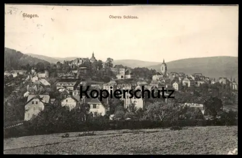 ALTE POSTKARTE SIEGEN OBERES SCHLOSS 1910 PANORAMA WIESE castle chateau Ansichtskarte postcard cpa AK