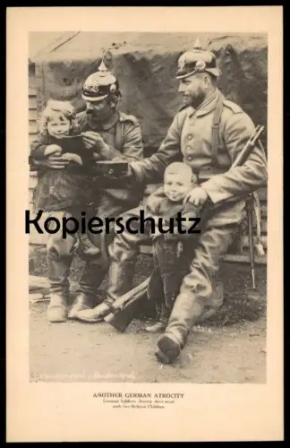 ALTE POSTKARTE MILITÄR 1. WELTKRIEG GERMAN ATROCITY SOLDAT PROPAGANDA KINDER KIND children Ansichtskarte postcard cpa AK