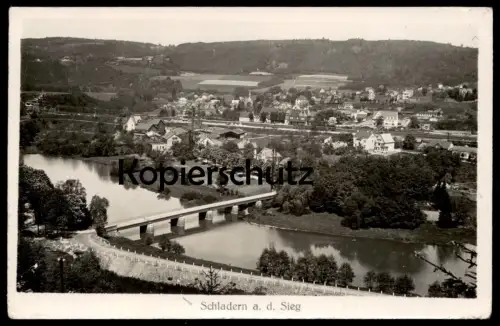 ALTE POSTKARTE SCHLADERN AN DER SIEG 1937 WINDECK PANORAMA MIT BAHNHOF Gesamtansicht station Ansichtskarte AK postcard