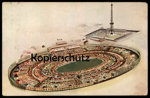 ALTE POSTKARTE TERRASSENGARTEN DER BERLINER SOMMERSCHAU 1932 SONNE LUFT UND HAUS FÜR ALLE BERLIN Ansichtskarte postcard