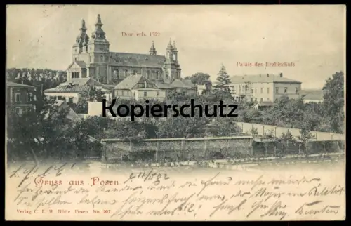 ALTE POSTKARTE GRUSS AUS POSEN DOM ERBAUT 1522 PALAIS DES ERZBISCHOFS Poznan postcard Ansichtskarte cpa AK