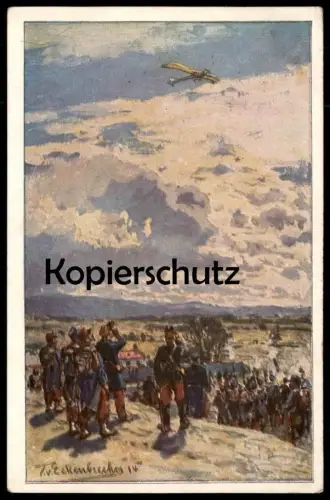 ALTE KÜNSTLER POSTKARTE BESCHIESSUNG EINER TAUBE FLUGZEUG T. V. ECKENBRECHER Airplane Luftfahrt Ansichtskarte postcard