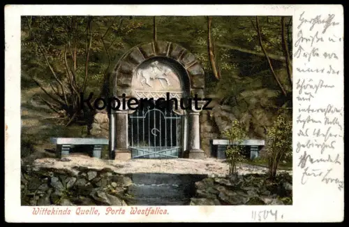 ALTE POSTKARTE WITTEKINDS QUELLE 1904 PORTA WESTFALICA Wittekindsquelle spring source postcard Ansichtskarte cpa AK