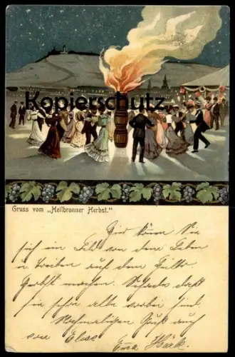 ALTE LITHO POSTKARTE GRUSS VOM HEILBRONNER HERBST Heilbronn Tanz Ansichtskarte AK postcard cpa