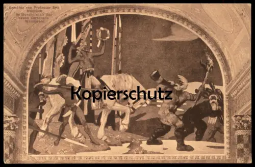 ALTE KÜNSTLER POSTKARTE WIESBADEN GEMÄLDE IM MUSCHELSAALE VON PROFESSOR ERLE MÜNCHEN Ansichtskarte postcard cpa AK