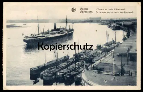 ALTE POSTKARTE ANVERS L' ESCAUT AU COUDE D' AUSTRUWEEL DE SCHELDE AAN DE BOCHT DAMPFER Hafen port steam ship Schiff cpa