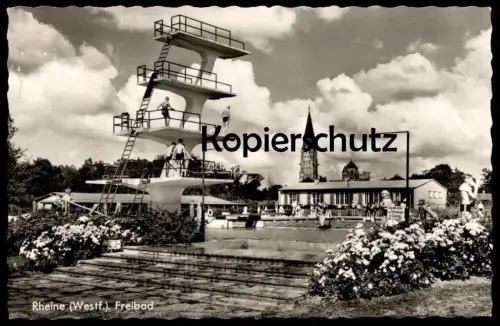 ALTE POSTKARTE RHEINE WESTFALEN FREIBAD 5 7,5 10 METER SPRUNGTURM Bad Schwimmbad piscine swimming pool postcard cpa AK