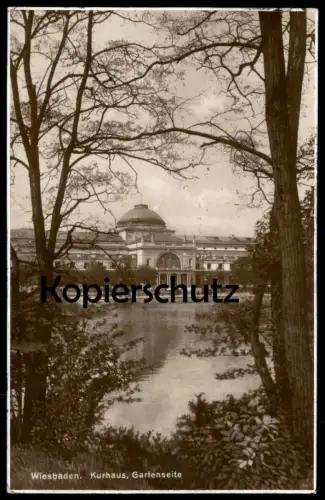ALTE POSTKARTE WIESBADEN KURHAUS GARTENSEITE 1927 PANORAMA Ansichtskarte postcard cpa AK