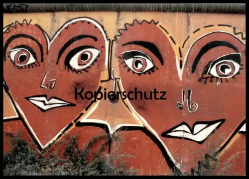 ÄLTERE POSTKARTE BERLINER MAUER THE WALL LE MUR BERLIN FAUX PAS FOTO 1986 heart Herz coeur AK postcard Ansichtskarte cpa