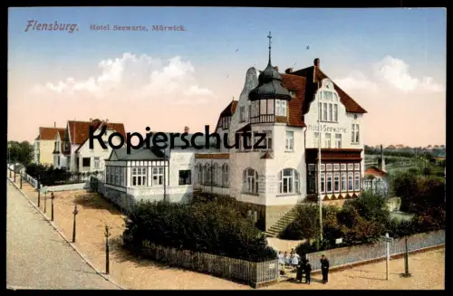 ALTE POSTKARTE FLENSBURG HOTEL SEEWARTE MÜRWICK 1917 Ansichtskarte cpa postcard AK