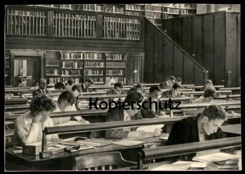 ALTE POSTKARTE LESESAAL DER DEUTSCHEN BÜCHEREI LEIPZIG Bibliothek library bibliotheque reading book Buch lesen postcard