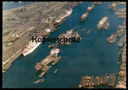ÄLTERE POSTKARTE ROTTERDAM HAVENGEZICHT HAVEN Luftbild Hafen harbour port Schiff cargo ship Ansichtskarte cpa postcard