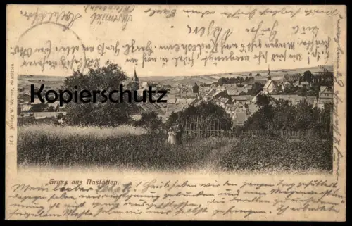 ALTE POSTKARTE GRUSS AUS NASTÄTTEN PANORAMA VATER & TOCHTER MANN KIND Taunus Ansichtskarte cpa postcard AK