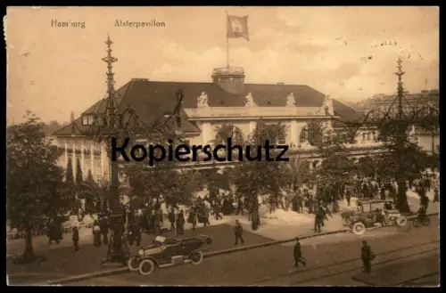 ALTE POSTKARTE HAMBURG ALSTERPAVILLON JUNGFERNSTIEG Autos Auto car cars voitures Ansichtskarte postcard cpa AK