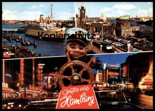 ÄLTERE POSTKARTE HAMBURG ST. PAULI REEPERBAHN BEI NACHT ASTRA BIER KAPITÄN CINZANO captain Ansichtskarte postcard cpa AK