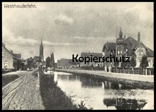 ÄLTERE REPRO POSTKARTE WESTRHAUDERFEHN RAJEN MIT BLICK ZUR KIRCHE UM 1910 RHAUDERFEHN Ansichtskarte AK cpa postcard
