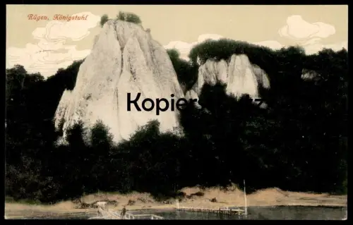 ALTE POSTKARTE INSEL RÜGEN KÖNIGSTUHL KÖNIGSSTUHL WANDERER MANN Kreidefelsen Felsen Fels Ansichtskarte AK postcard cpa