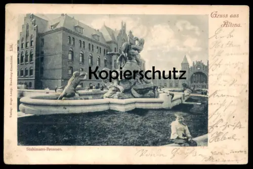 ALTE POSTKARTE GRUSS AUS ALTONA STUHLMANN-BRUNNEN KIND JUNGE enfant boy child HAMBURG Ansichtskarte AK postcard photo
