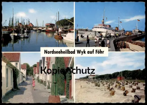 ÄLTERE POSTKARTE WYK AUF FÖHR SCHIFF RÜM HART LANDUNGSBRÜCKE HAFFE CARL-HAEBERLIN-STRASSE Ansichtskarte AK postcard cpa