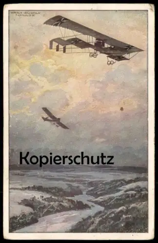 ALTE POSTKARTE DOPPELDECKER HANS RUDOLF SCHULZE Flugzeug Plane Airplane Avion warship biplane double-decker Braunsberg