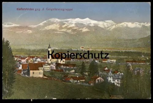 ALTE POSTKARTE KIEFERSFELDEN GEGEN DIE GEIGELSTEINGRUPPE PANORAMA TOTALANSICHT FREIMARKE ARBEITER Ansichtskarte postcard