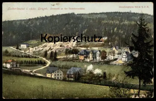 ALTE POSTKARTE ZSCHORLAUTAL SCENERIE AN DER TAUSCHERMÜHLE GLEESBERG TURM Zschorlau Ansichtskarte AK cpa postcard