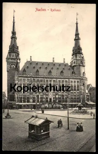ALTE POSTKARTE AACHEN RATHAUS 1909 PANORAMA Aix-la-Chapelle Ansichtskarte cpa postcard AK