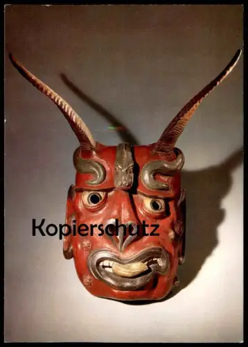 ÄLTERE POSTKARTE PERCHTENMASKE TIROL ODER SALZBURG BAYERISCHES NATIONALMUSEUM MÜNCHEN Teufel devil diable Krampus mask
