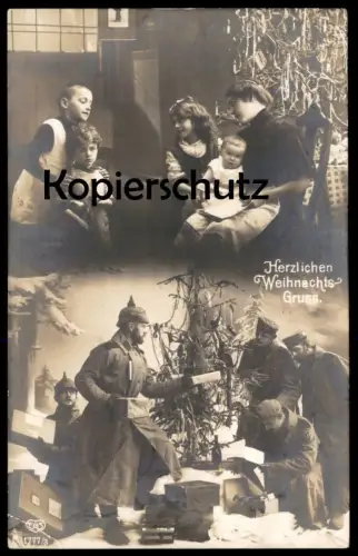 ALTE POSTKARTE WEIHNACHTSGRUSS SOLDATEN WEIHNACHTEN AN DER FRONT IM FELDE ARMEE FRAU KINDER DAHEIM soldiers cpa postcard
