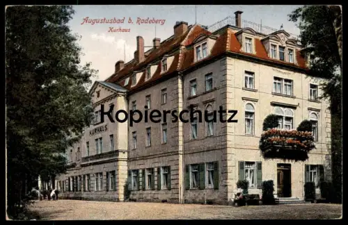 ALTE POSTKARTE AUGUSTUSBAD BEI RADEBERG KURHAUS Pferdefuhrwerk Liegau Kreis Bautzen Ansichtskarte AK cpa postcard