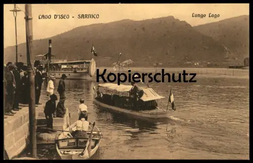 ALTE POSTKARTE SARNICO LAGO D'ISEO LUNGO LAGO Restaurant Cantiere Sebino Dampfer Schiff Fähre ship Ansichtskarte cpa AK