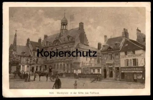ALTE POSTKARTE NOYON MARKTPLATZ MITTE PIANOS ORGUES HOTEL VICTOR Feldpost 1916 Oise Ansichtskarte postcard cpa AK