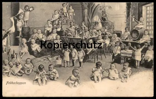 ALTE POSTKARTE KINDER & ALKOHOL BABY BABIES HUMOR FRÜHSCHOPPEN alcohol children enfants bébé alcool Bier beer postcard