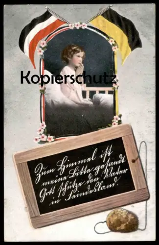 ALTE POSTKARTE KIND IM GEBET 1. WELTKRIEG GOTT SCHÜTZE DEN VATER IN FEINDESLAND PATRIOTIKA Patriotismus Ansichtskarte