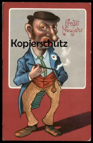 ALTE POSTKARTE PROSIT NEUJAHR KARIKATUR NASE BEINE TASCHENUHR anti semitic caricature jew Ansichtskarte cpa AK postcard