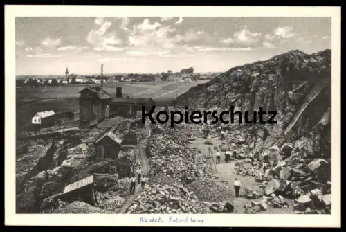 ALTE POSTKARTE SKUTEC SKUTSCH STEINBRUCH ZULOVE LOMY FELDBAHN LORE narrow-gauge railway wagon de decauville cpa postcard