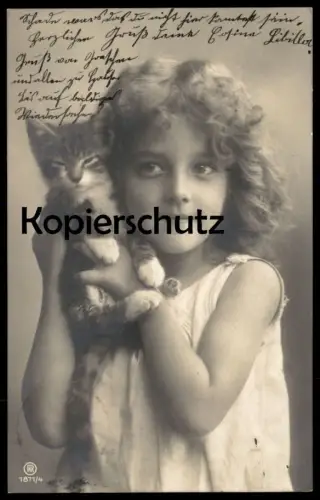 ALTE POSTKARTE MÄDCHEN KATZENBABY KATZE Kätzchen chat cat girl fille Kind child AK cpa postcard Ansichtskarte