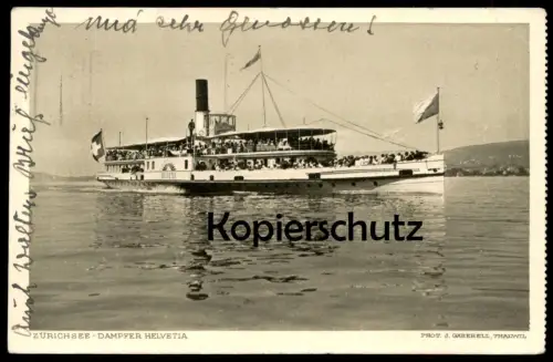 ALTE POSTKARTE DAMPFER HELVETIA DAMPFSCHIFFAHRT ZÜRICHSEE boat Schiff Zürich-See Dampfschwalbe Ansichtskarte AK postcard