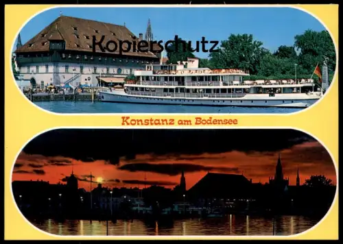 ÄLTERE POSTKARTE KONSTANZ AM BODENSEE ABENDSTIMMUNG SCHIFF BADEN Ansichtskarte AK postcard cpa